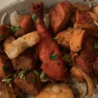 Tandoori Assor Appetizers For 2 · Seekh kabab, shrimp tandoori, chicken tikka. Served with mint and onion chutney.