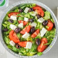 Greek · 255 Calories. Iceberg Lettuce, Red Onions, Kalamata Olives, Cherry Tomatoes & Feta Cheese wi...
