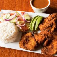 Breaded Chicken Breast / Pechuga De Pollo Empanizada · with rice and beans, plantains, and choice of salad or vegetables / con arroz y habichuelas,...