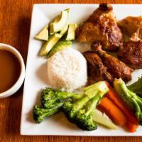 Roast Chicken / Pollo Asado · with rice and beans, plantains, and choice of salad or vegetables / con arroz y habichuelas,...