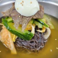 Cold Noodle In Soup / 물냉면 · Buckwheat Noodle in Cold Broth.