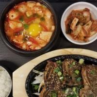 Bbq Beef Rib & Tofu Soup Combo · Korean BBQ beef short rib and spicy tofu soup combo.