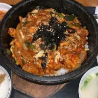 🌶️Spicy Kimchi Beef Soondoobu Jjigae / 소고기 김치 순두부 찌개 · Kimchi beef tofu stew, comes with rice and kimchi, spicy.🌶️