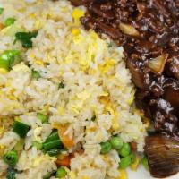 B14-D. Jjajang Bokumbap / 짜장 볶음밥 · Fried rice with black bean sauce.