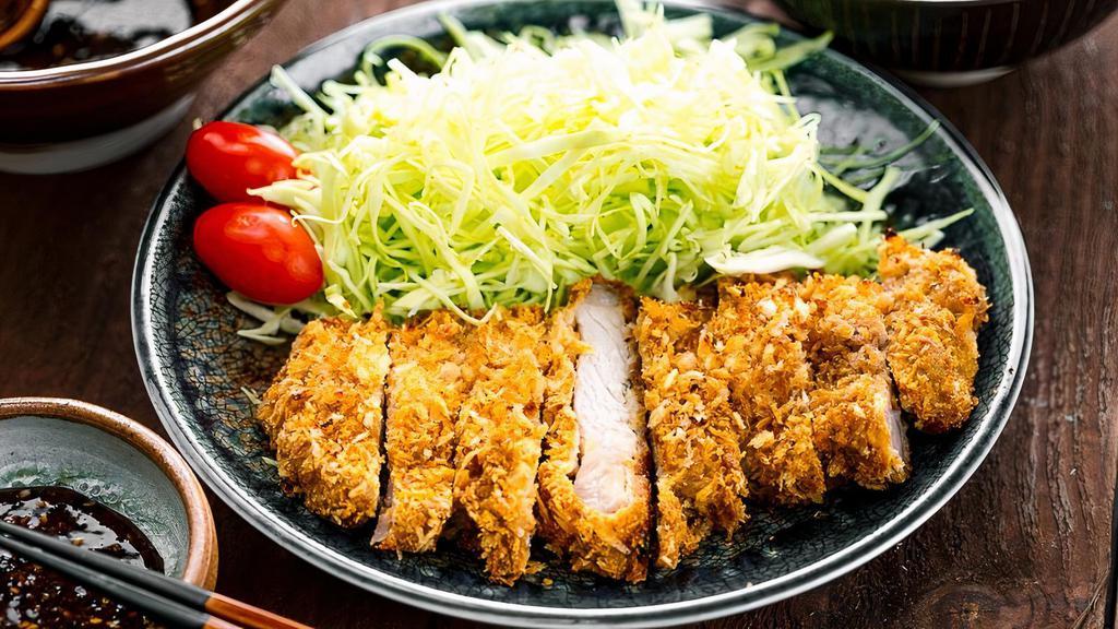 Pork Katsu / 돈까스 세트 · Pork cutlet with salad, miso soup and rice.