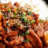 🌶️Kimchi Jeyuk Deopbap / 김치제육 덮밥 · Spicy kimchi and pork over rice.🌶️