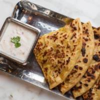 Aloo Paratha (V) · Potato stuffed in a home made paratha. Vegan.