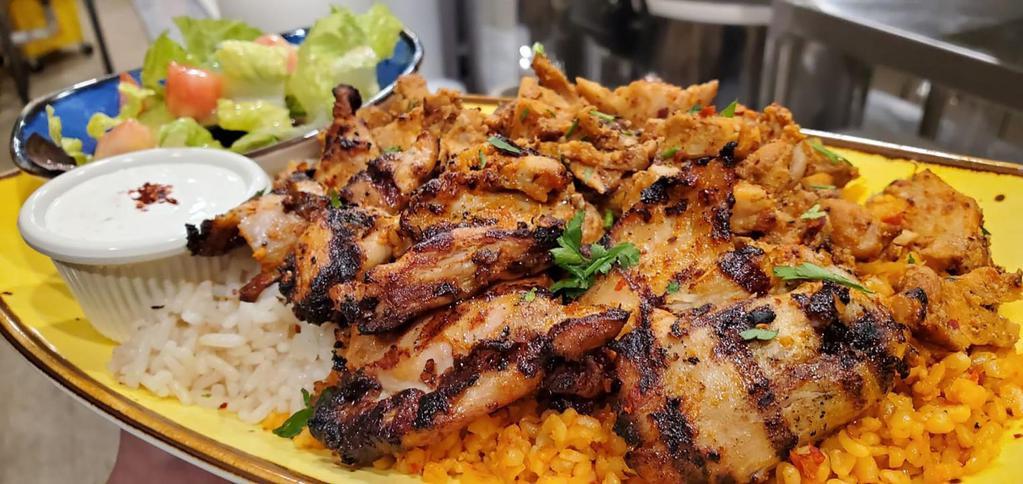 Chicken Chops · Char-grilled boneless chicken thigh marinated with yogurt, pepper & herbs