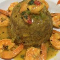 Shrimp Mofongo / Mofongo De Camarones
 · Fried mashed green plantains served with Shrimp. / Plátanos verdes fritos servido con camaro...