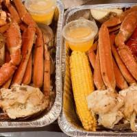 Lobster  Shrimp  Corn And Bake Potato · Served with corn and baked potato.