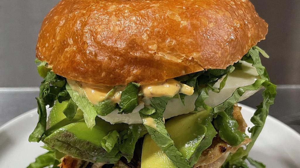 Chicken Torta Sandwich · Grilled chicken on a brioche bun with chipotle mayonnaise, tomato, lettuce, avocado, jalapeño, and queso fresco. Served with your choice of fries or a side salad.