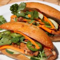  Banh Mi (Vietnamese Sandwiches) (2) · Pickled cucumbers, carrots, cilantro, and mayonnaise served with toasted hoagie bread.