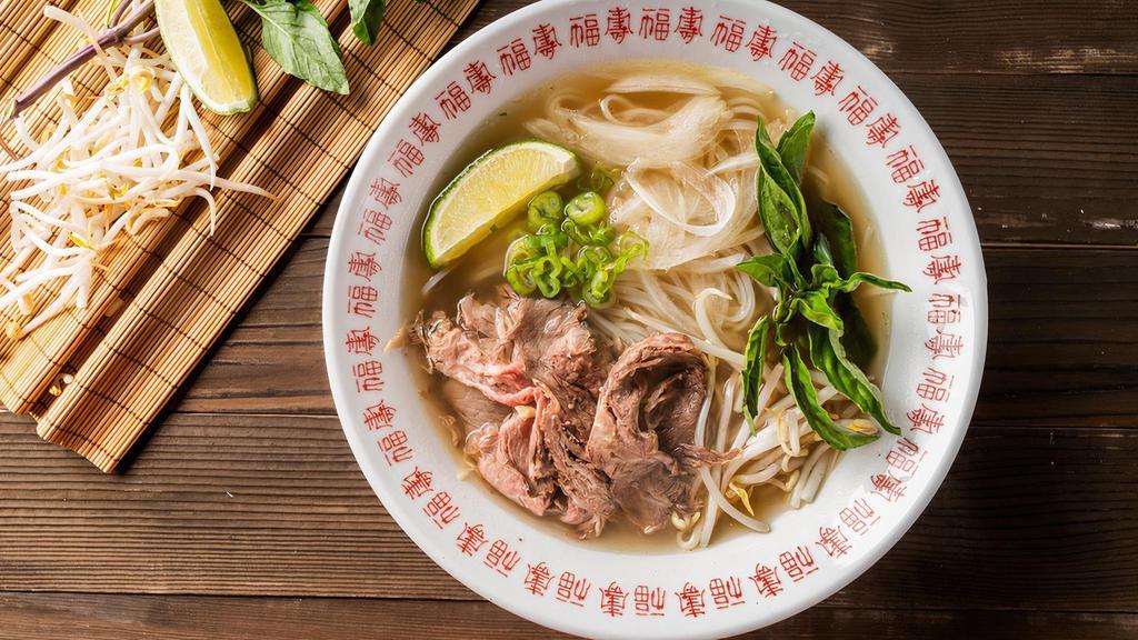 House Special Noodle Soup · Choices of beef. Served with beef broth soup, onions, scallions, and lemon, basil and bean sprouts on the side.