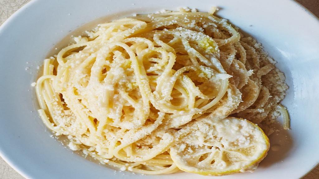 Spaghetti Limone
 · Topped with parmigiano.