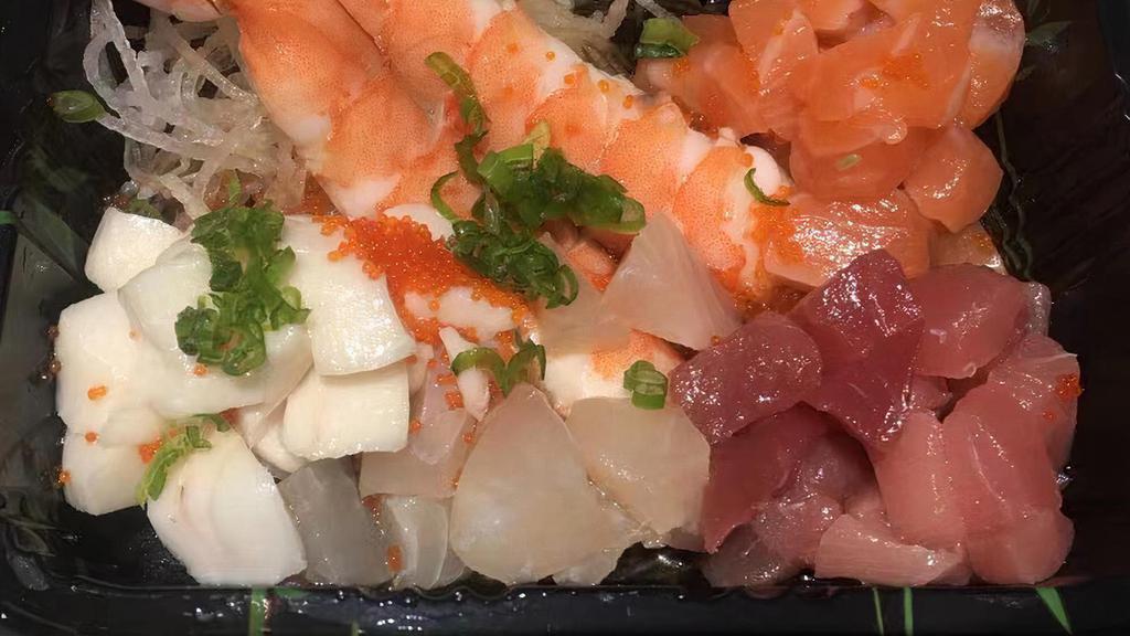 Sunomono · Assorted raw fish with ponzu sauce.