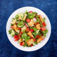 Fattoush Supreme Salad · Romaine Lettuce, Tomato, Cucumber, Red Onion, Radish,
Green Pepper, Sumac, Fried Pita, Balsa...