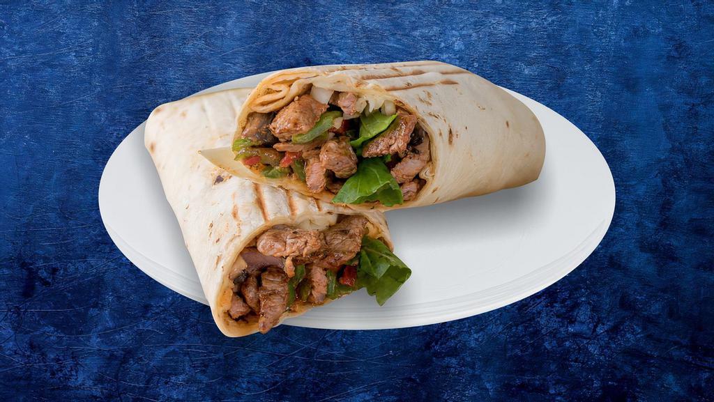 Shredded Beef Gyro Wrap · Pita Wrap Filled with Seasoned Shredded Meat, Diced Onions,
Tomatoes, Parsley, Pickles and Tahini.