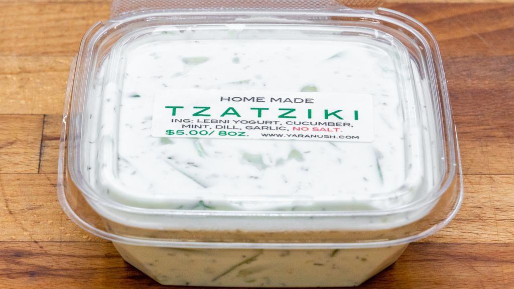 Greek Tzatziki · Greek yogurt, cucumber, dill, mint, garlic. NO SALT.
8 oz.