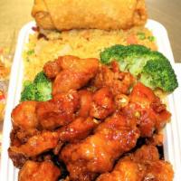 General Tso'S Chicken Combo · Served with pork fried rice and pork egg roll.