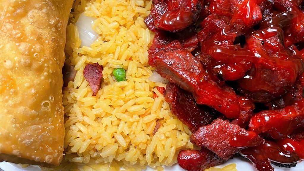 Boneless Spare Ribs Combo · Served with pork fried rice and pork egg roll.