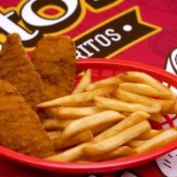 Kids Chicken Fingers Meal · 3 Crispy Chicken Tenders served with Fries!