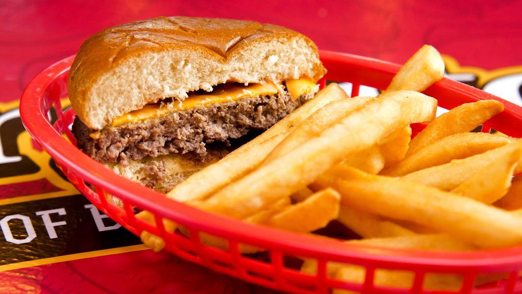 Kids 1/2 Burger Meal · Half of our 7oz burger, served with fries! Free and Additional toppings available