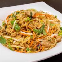 Pad Thai Noodle · With Thai red chix over noodle.