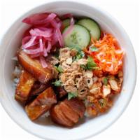 #6B Kakuni Pork Belly Bowl  · tender Japanese style, slow braised pork belly.  - bowls come with pork house sauce, kimchi,...