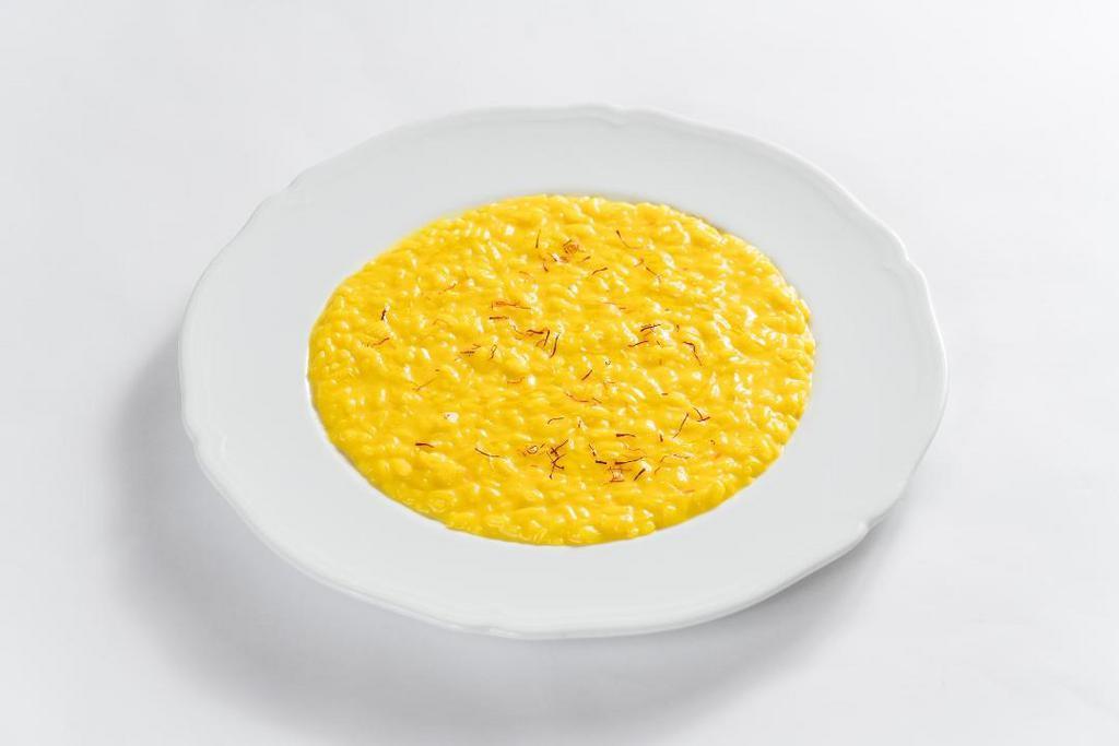 Risotto Alla Milanese · traditional Milanese dish, Acquerello rice, Navelli saffron, bone marrow reduction