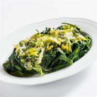 Spinaci E Porri · sauteéd baby spinach, braised leeks