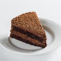 Sant Ambroeus · light chocolate mousse cake with layers of moist chocolate almond sponge, soaked with a ligh...