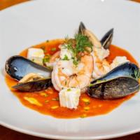 Shrimp Santorini · Gluten free. Mussels, tiger shrimp, slowly baked in a fresh tomato, organic feta, and wine s...