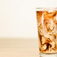 Iced Flavored Coffee · Freshly brewed, hot coffee and sweet, flavored syrup of your choice over ice.