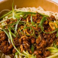 Beijing Street Noodles · Topped with  minced pork and vegetable and black bean sauce