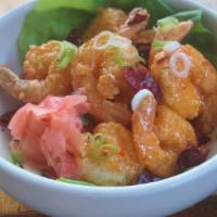 Bang Bang Shrimp · Tempura shrimp flash fried, chili aioli, scallion, sesame, and pickled ginger.