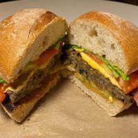 Veggie Burger · Mushroom, Sweet Potato, Black Bean Pattie, Vegan Provolone, Chickpea Special Sauce, Pickles,...