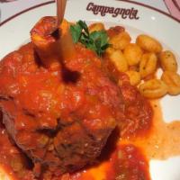 Osso Buco With Gnocchi · Veal shank served with potato gnocchi in a brown sauce with a touch of tomato