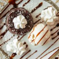 Chocolate Lava Cake · With a scoop of ice cream.