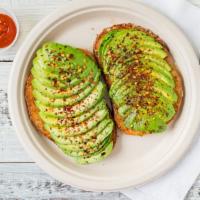 Avocado Krust · Avocado, chili flakes, lime and extra virgin olive oil.