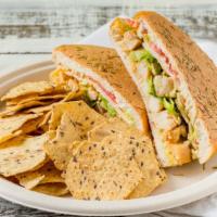 Super Spice Panini · Spicy chicken thigh, pepper jack, tomato, shredded lettuce and avocado-mayo.