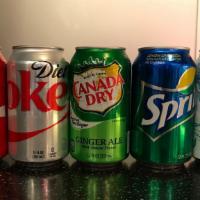 Soda · Coke, Diet Coke, Sprite, ginger ale, ice tea.