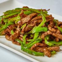 Shredded Beef W. Spicy Green Pepper  · Hot and spicy.