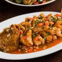 Crispy Whole Fish With Pine Nuts In Sweet & Sour Sauce · 