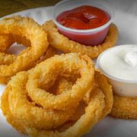 Fried Onion Rings · Crispy onion slices deep-fried until golden-brown.