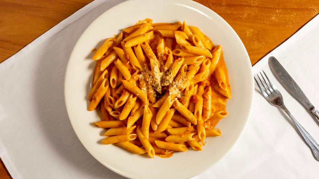 Penne A La Vodka Lunch · Comes with a single complimentary item. Choose from a cup of soup, coffee or tea.