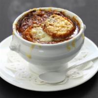 French Onion Soup · Vegetarian onion broth, croutons, Gruyere cheese