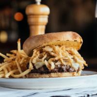 French Onion Burger · Our 10 oz. special blend of ground kobe and brisket topped with gruyere cheese, sauteed onio...