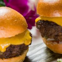 Burger Sliders Kids · Two beef sliders served with fries