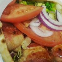 Chicken - Bacon Souviaki Pita · Char-broiled chicken souvlaki cubes and bacon wrapped in Toasted Pita bread with Lettuce ,to...