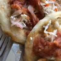 (3) Queso Con Ayote Pupusas · Squash and cheese.